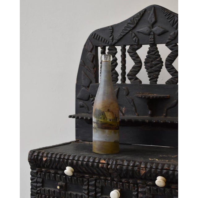 American Antique Hand-Painted Scenic Countryside Cork Bottle, Circa Early 20th Century For Sale - Image 3 of 15