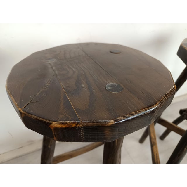 Tan Brutalist Bar Stools, 1970s, Set of 4 For Sale - Image 8 of 17