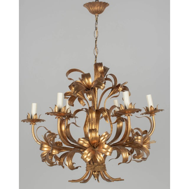 Italian Gilt Tôle Chandelier For Sale In Orlando - Image 6 of 14