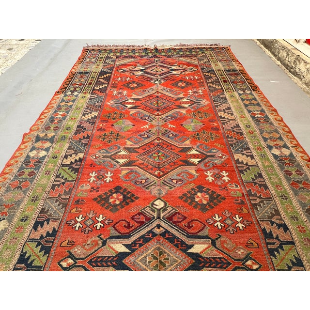 Tribal Vintage Caucasian Shirvan Pole Medallion Tribal Rug - 9'0" X 4'6" For Sale - Image 3 of 15