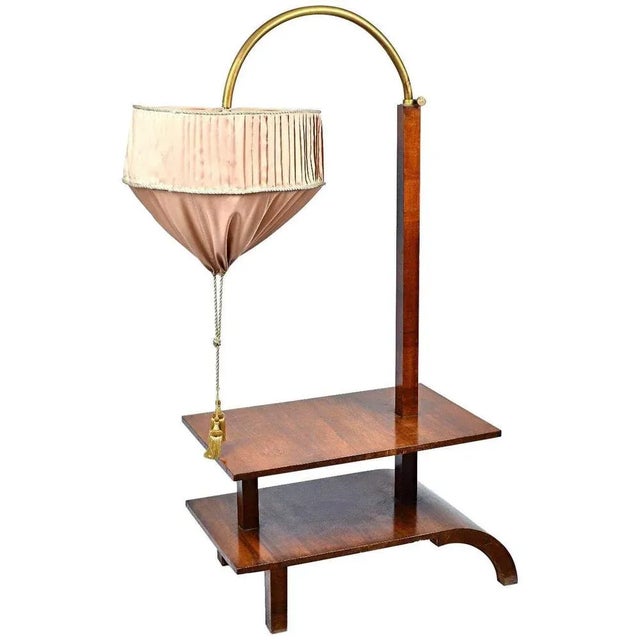 Large Art Deco Walnut Side Table with Built in Height Adjustable Light For Sale - Image 9 of 9