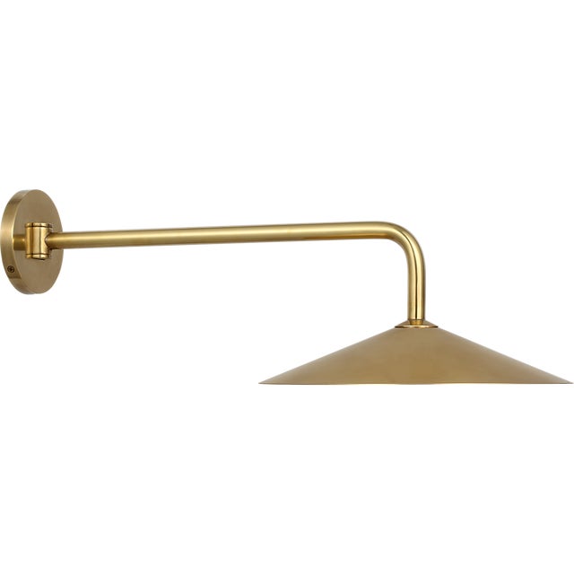2020s Amber Lewis for Visual Comfort Signature Ponce 9" Articulating Sconce in Hand-Rubbed Antique Brass with Hand-Rubbed Antique Brass Shade For Sale - Image 5 of 11