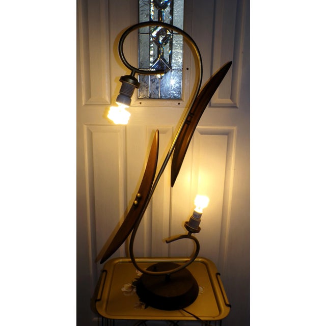 Vintage Mid Century Modern Sculptural Walnut Table Lamp Japan 1960's For Sale - Image 12 of 15