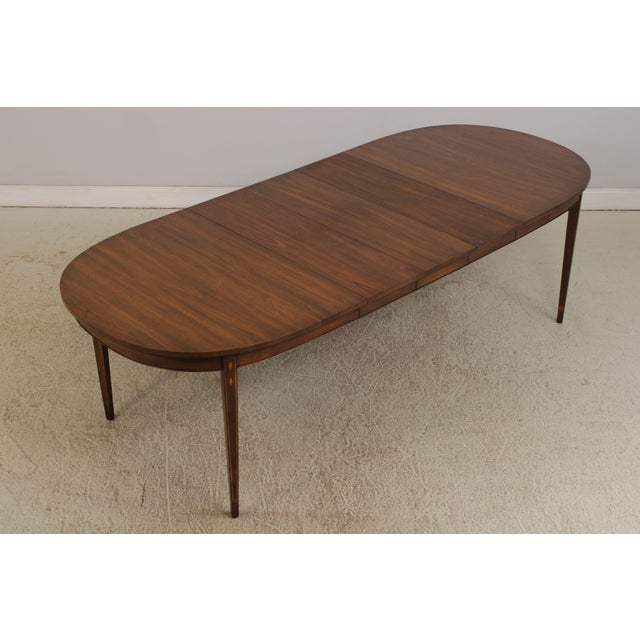 Henkel Harris Walnut Inlaid Oval Dining Table For Sale - Image 12 of 17