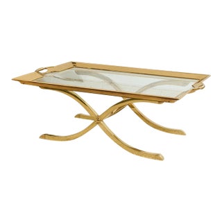 Mid 20th Century Estate Size Polished Brass Cocktail Coffee Table Styled After La Barge Hollywood Regency For Sale
