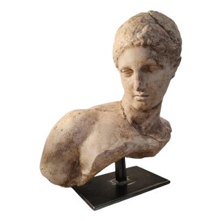Hellenistic Greek Athlete Bust Sculpture after the Louvre Model, 20th Century, Terracotta For Sale