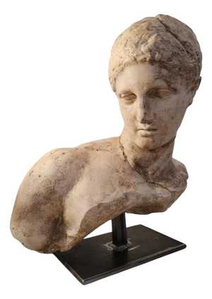 Hellenistic Greek Athlete Bust Sculpture after the Louvre Model, 20th Century, Terracotta