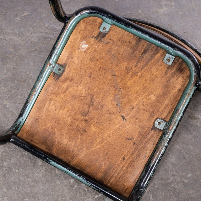 French Stacking D Back Dining Chairs in Blue from Mullca, 1950s, Set of 4 For Sale - Image 18 of 18