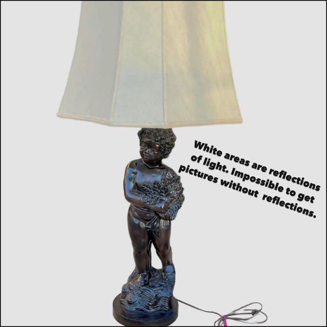 Vintage Large Figural Lamp, Harp and Shade For Sale - Image 10 of 12