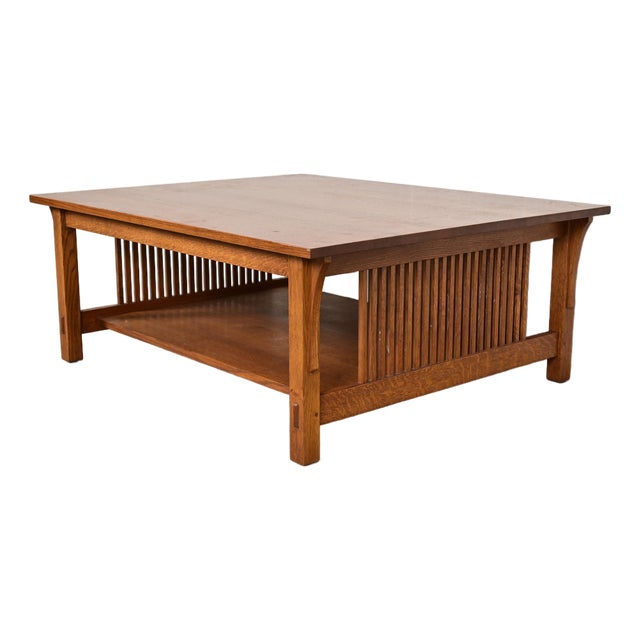 Stickley Mission Oak Arts & Crafts Spindle Coffee Table For Sale