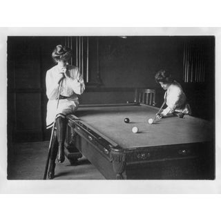 Bohemian Women Playing Billiards - Vintage Photograph For Sale