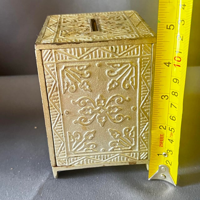 Metal Antique 1888 Cast Iron Safe Bank J&e Stevens Security Deposit No 200 For Sale - Image 7 of 10