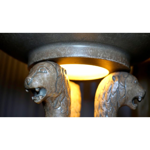 1960s 1960s Neoclassical Travertine Marble Torchiere Floor Lamp For Sale - Image 5 of 12