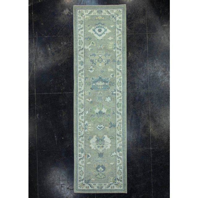Gray Turkish Oushak Rug 2'9" x 9'10" #19173 For Sale - Image 8 of 8