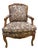 Louis XV-Style Armchair With Plum Embroidered Upholstery For Sale