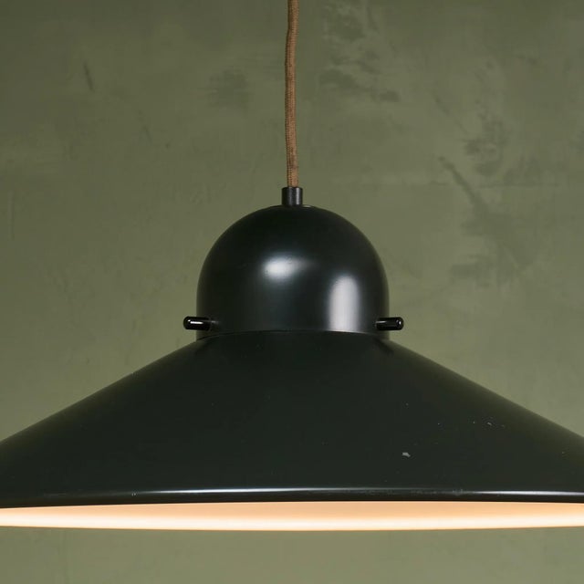 Contemporary Dark Green Lacquered UFO Pendant from Stilnovo, Italy, 1970s For Sale - Image 3 of 9