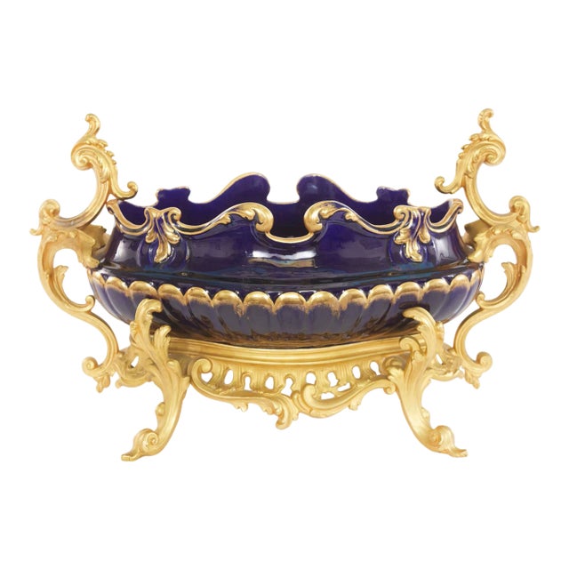 19th Century Gilt Gold Porcelain/Bronze Mounted Centerpiece For Sale