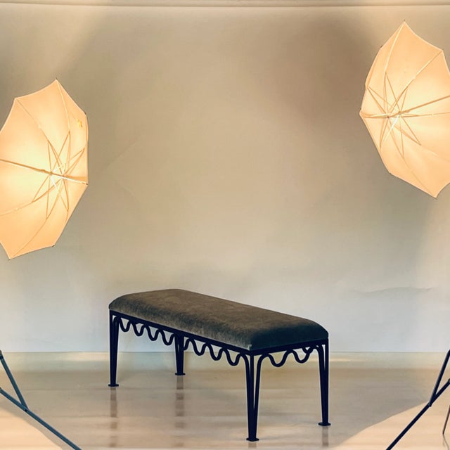'Méandre' Bench by Design Frères in Mohair Velvet For Sale In Los Angeles - Image 6 of 7
