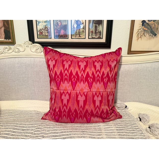 Bohemian Magenta Ikat Pillow Covers From Vietnam- A Pair For Sale In Los Angeles - Image 6 of 12