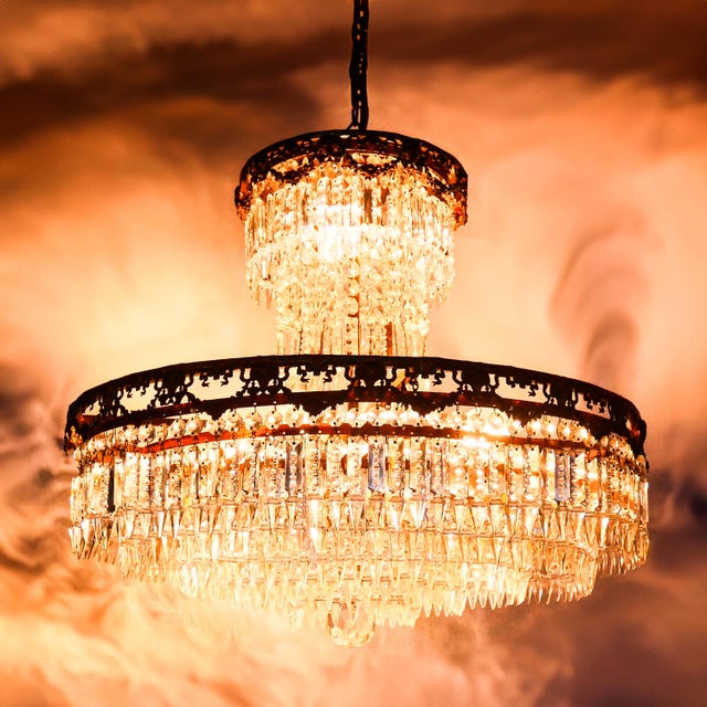 Gold Antique Empire Hanging Lamp, 1960s For Sale - Image 8 of 13