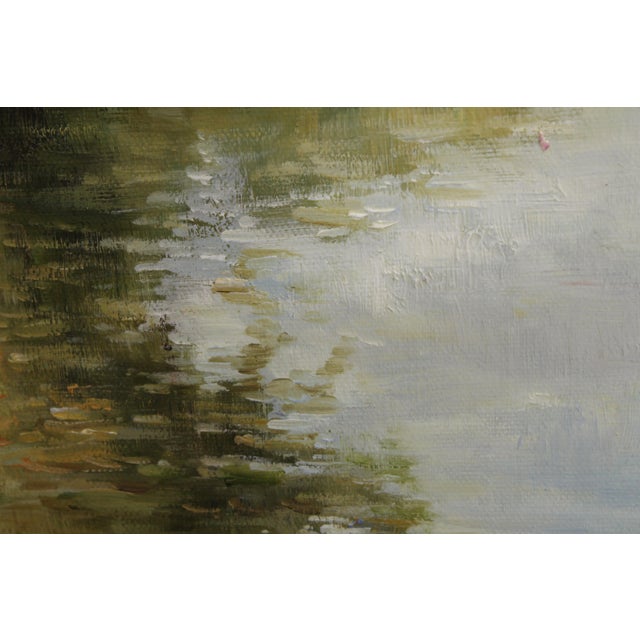 Gold J. Bijou Artist Signed Lake Oil Painting on Canvas For Sale - Image 8 of 16