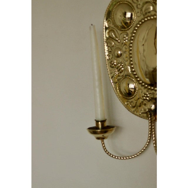 Large Mid-Century Swedish Baroque Style Brass Sconces, Set of 2 For Sale - Image 15 of 18