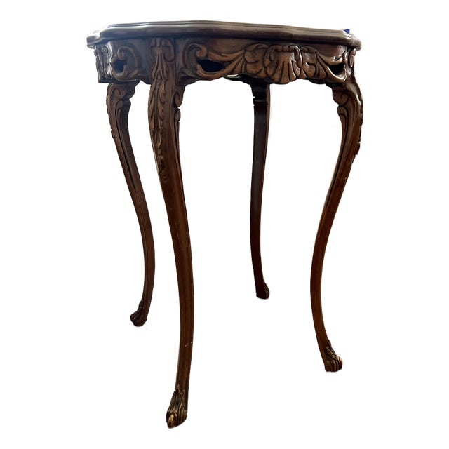 Vintage French-Style Inlaid Accent Table For Sale