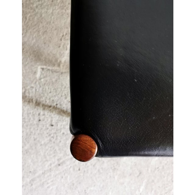 Mid-Century Teak and Leather Stool, Scandinavia, 1960s For Sale - Image 6 of 8
