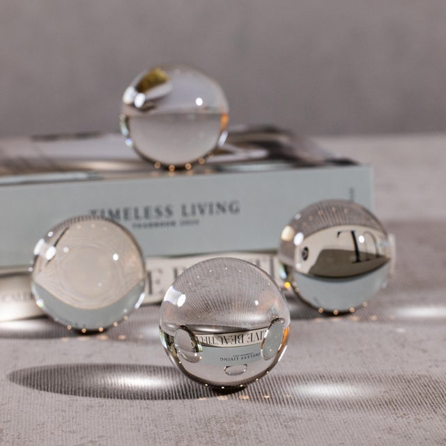 Art Deco 2.75-Inch Diameter Jacy Crystal Glass Balls, Set of 4 For Sale - Image 3 of 4