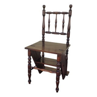 19th Century Convertible Library Step Stool Chair For Sale