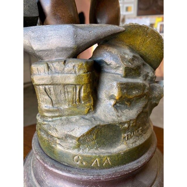 French "Le Travail" Hammership Spelter Sculpture by Francois Moreau, Circa 1900 For Sale - Image 11 of 12