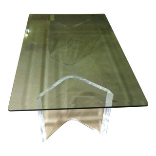 Vintage Glass & Lucite Coffee Table For Sale