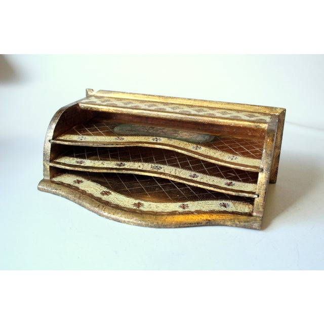 Wood Florentine Wooden Letter Holder, Made in Italy, Vintage From the 50s For Sale - Image 7 of 10