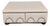 Late 20th Century Large Designer Beige Leather Upholstered Ottoman Pattern Tack Trim Bun Feet For Sale