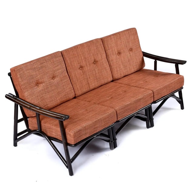 Mid-Century Modern John Wisner for Ficks Reed Far Horizons Rattan Modular Sofa With End Table Set For Sale - Image 3 of 12