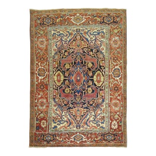 Traditional Antique Persian Heriz Rug - 4'7" x 6'2" For Sale