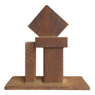 Rusty Geometric Brutalist Sculpture For Sale