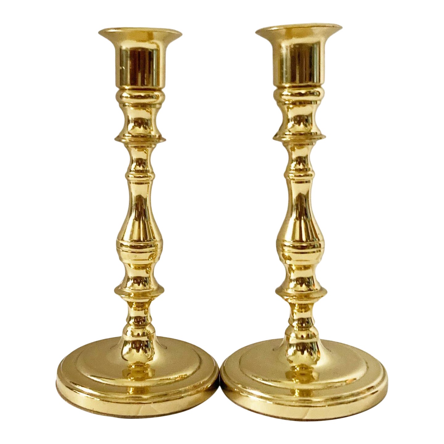 Mid 20th Century Baldwin Solid Brass Candle Holders a Pair Chairish