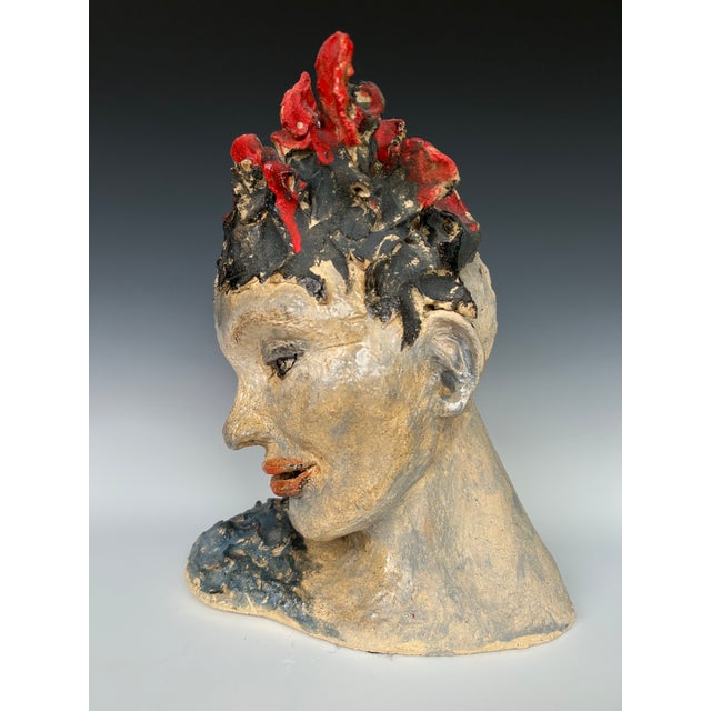 Figurative Rosemary, a Handcrafted Sculpture of a Demure and Contemplative Woman . For Sale - Image 3 of 7
