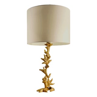 French Sculptural Golden Lamp by Georges Mathias for Fondica, 1980s For Sale
