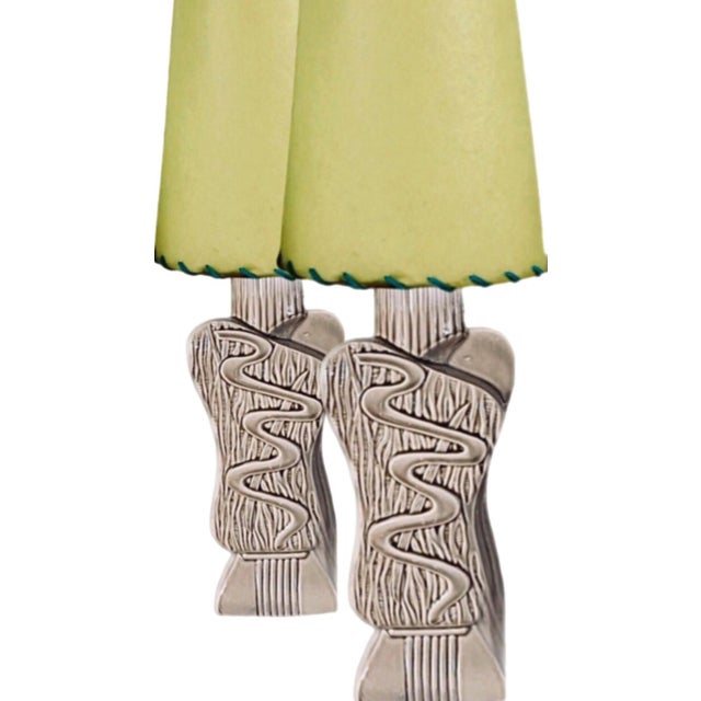 40s Pair Phil-Mar Style Art Deco Mid Century Modern Abstract Ceramic Table Lamps For Sale - Image 9 of 12