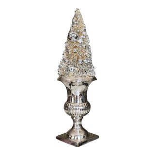 Vintage International Silver Company Silver Plated Classical Urn Shape Vase & Bottle Brush Tree For Sale
