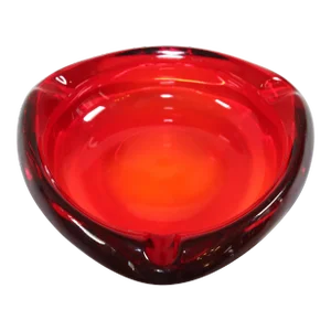 Vintage Mid-Century Glass Ashtray Ruby Red Triangular