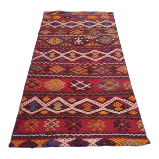 1960s DEcorative Vintage Kurdish Kilim Rug For Sale