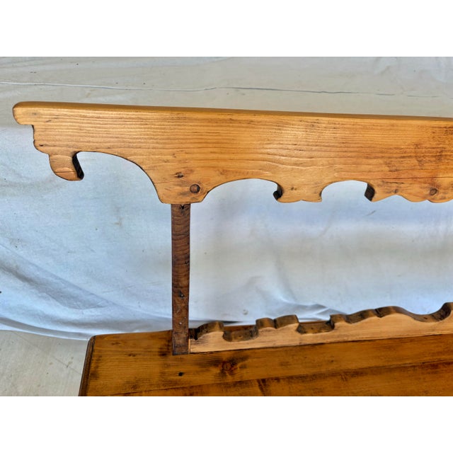 Brown 19th Century Italian Pine Frattino Design Bench For Sale - Image 8 of 12