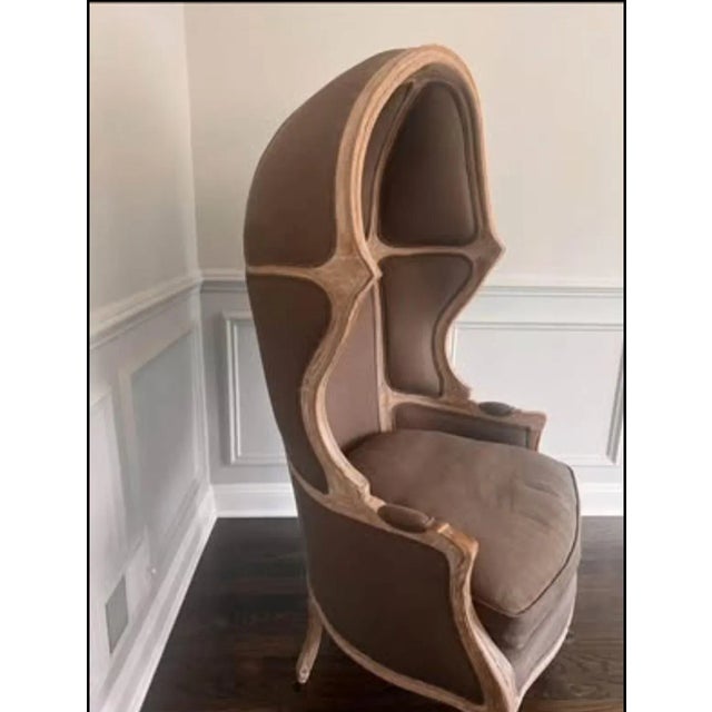 2010s Restoration Hardware Versailles Chair in Taupe Linen For Sale - Image 5 of 6
