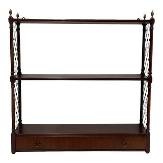 Kittinger Mahogany and Brass Hanging Wall Shelf For Sale