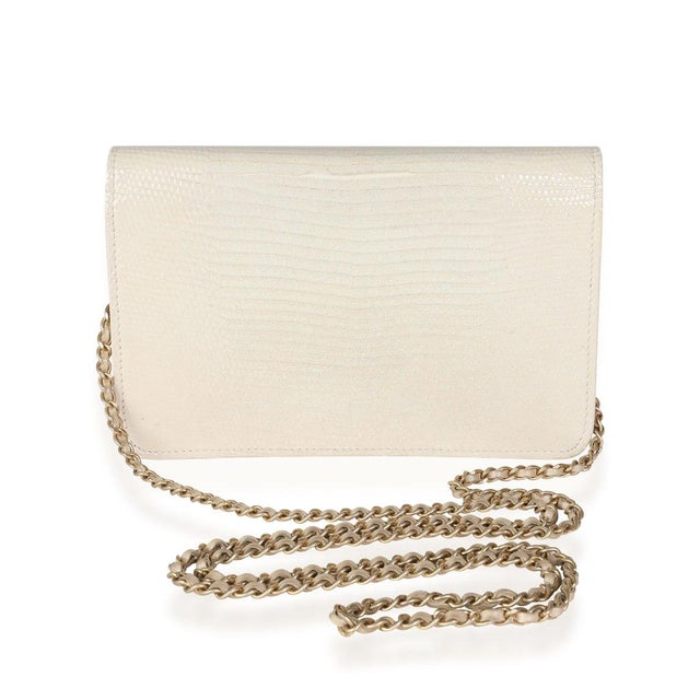 Contemporary Gold Metallic Lizard Golden Class Wallet on Chain For Sale - Image 3 of 8