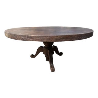 Sculptural Solid Teak Wood Dining Table With Expressive Natural Grain For Sale
