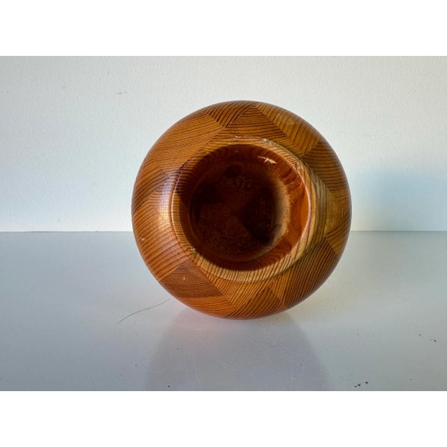 Wood Vintage Hand Turned Pine Wood Vase/ Sold For Sale - Image 7 of 10